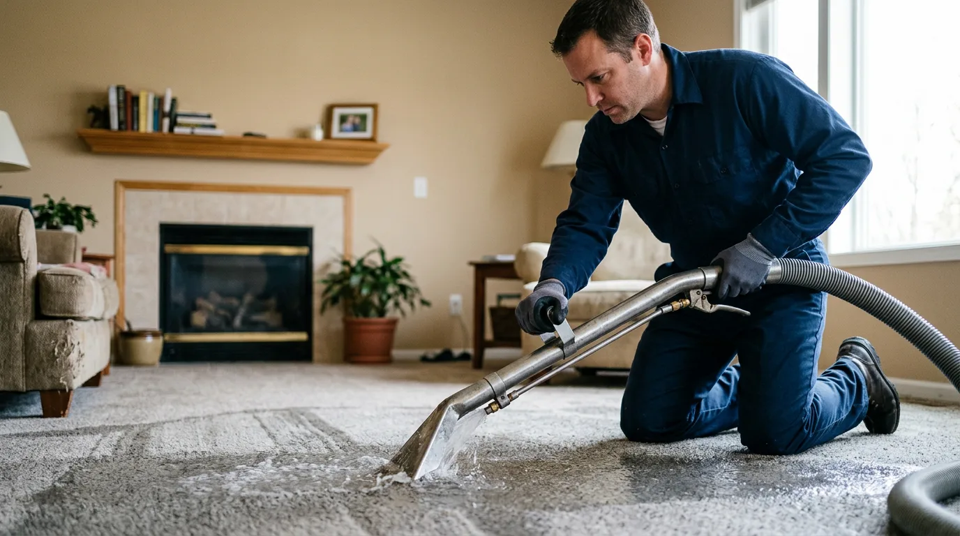 Water damage restoration technician working near Brohard, WV